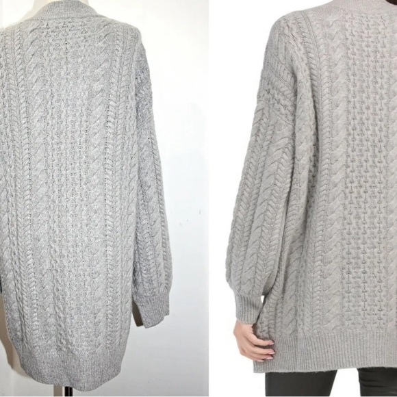 NAADAM Oversized Double Breasted Wool Cashmere-Blend Cable Knit Cardigan XL $520 - Picture 7 of 9
